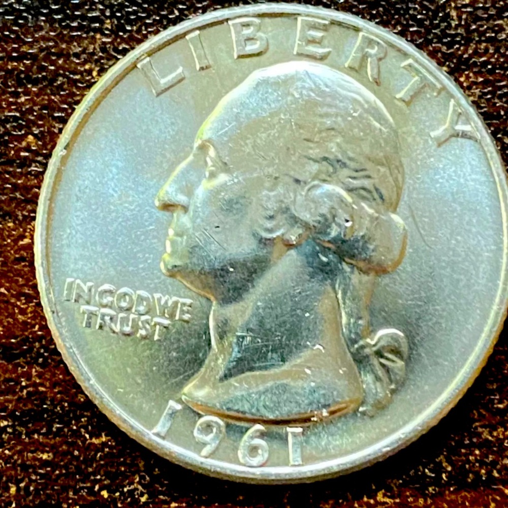 90% Silver 1961 Washington Quarter a very fine coin.